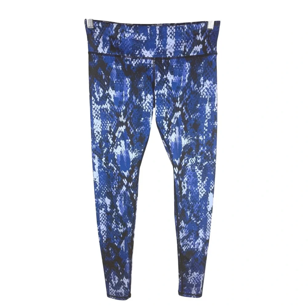 Alo Yoga Airbrush Leggings Size Med Deep Electric Blue Snakeskin Python‎ Active